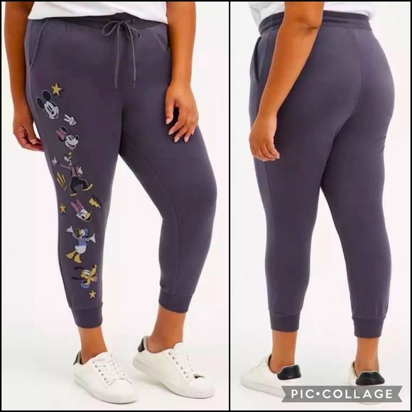 Torrid Disney Mikey & Friends Charcoal Gray Drawstring Jogger Leggings Pants - Picture 2 of 10